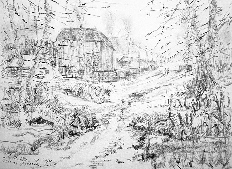 Трублаини ул.,Киев (б.,к.,15*21 см.,2010) * Trublaini Street in Kyiv (pencil)